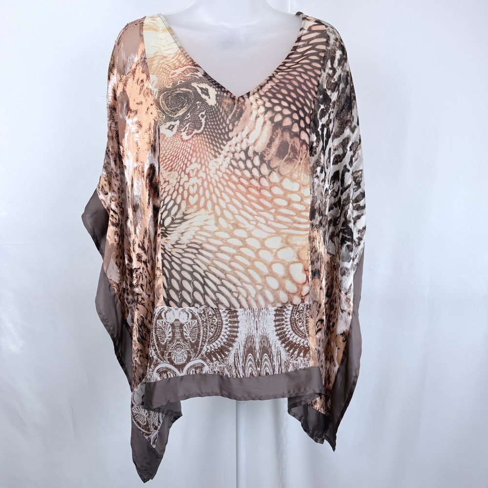 Travelers Animal Print Kimono Boho Resort Mob Wife One Size Safari Chic Poncho
